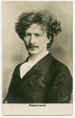 Carte postale du «jeune lion» Paderewski – photographie prise par la London Stereoscopic & Photographic Company Limited de Londres – éditée par l'Union postale universelle