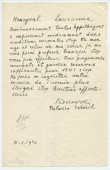 Télégramme adressé par Paderewski à Henry Vallotton, à Lausanne, du Palacio Estoril (Portugal) le 10 octobre 1940
