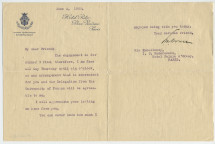 Lettre adressée par le colonel Edward Mandell House à «His Excellency I. J. Paderewski, Hôtel Palais d'Orsay, Paris», de l'Hôtel Ritz à Paris le 2 juin 1925