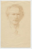 Programme (manuscrit) du récital Paderewski donné le 28 mars 1940 au [chalet] Tchi-Nô aux Diablerets par le pianiste Józef Turczynski, avec en frontispice un portrait au crayon du compositeur dû au peintre vaudois François de Ribaupierre