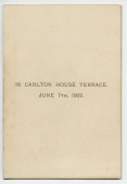 Programme du récital (privé?) donné par Paderewski (entre autres musiciens) le 7 juin 1902 au 18, Carlton House Terrace à Londres, sur invitation (au dos) de Frank Smythson (133, New Bond Street)
