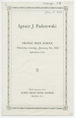 Programme du récital donné par Paderewski le 5 janvier 1928 à l'Orange High School (New Jersey)