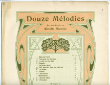 Partition de la mélodie n° 6 «Elle marche d'un pas distrait» tirée des «Douze mélodies sur des poésies de Catulle Mendès» pour voix et piano op. 22 n° 6 de Paderewski (Au Ménestrel / Heugel & Cie, Paris)