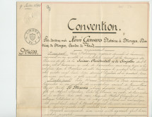 Convention entre la Compagnie des chemins de fer de la Suisse-Occidentale et du Simplon, représentée par M. Louis Delarageaz, ingénieux, domicilié à Lausanne, et M. Jacques Henri Lénor Comte Le Marois