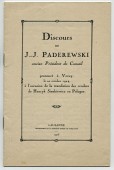 Plaquette du discours prononcé par Paderewski le 20 octobre 1924 à Vevey à l'occasion du transfert de la dépouille mortelle de Henryk Sienkiewicz en Pologne, éditée à Lausanne en 1925